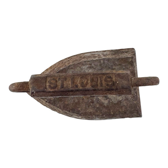 Antique Cast Iron Sad Iron ST. LOUIS Rustic Primitive Doorstop 6lb13oz 6.25” - Picture 2 of 11